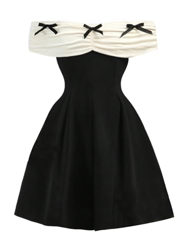 Floerns Girl's Elegant Off Shoulder Dress Bow Tie Short Sleeve Birthday A Line Dresses