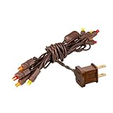 Novelty Lights 10 Light LED Fall Thanksgiving Mini Light Set, Outdoor Curtain Wreath Craft Bottle String Lights, Yellow/Red/Orange, Non-Connectable, Brown Wire, 5 Feet