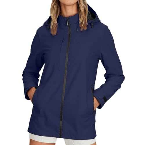 2026 Nuevas llegadas Chaqueta de entretiempo para mujer ligera para mujer Senderismo al aire libre con abrigo impermeable casual primavera otoño cortavientos estampado para viajes de camping, marine