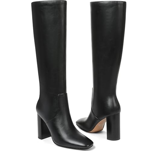 Image of Women's Knee High Boots, Comfortable Square Toe Faux Leather Boot Fashion Long Tall Boots for Riding Chunky High Heeled Dress /Casual Boot