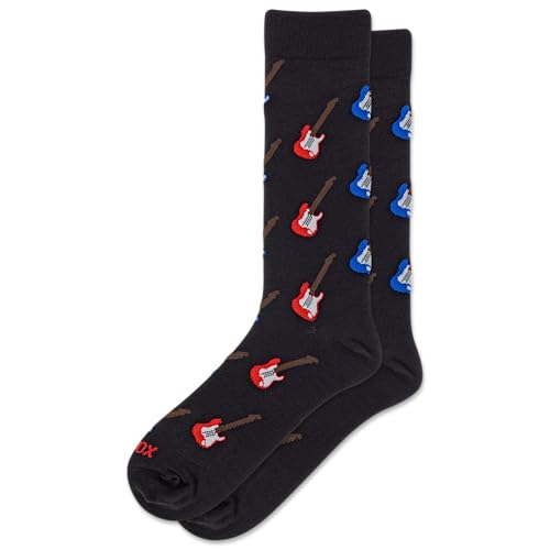 HOTSOX Men's Electric Guitar Crew 1 Pair Pack, Black, Men's Shoe Size: 6-12