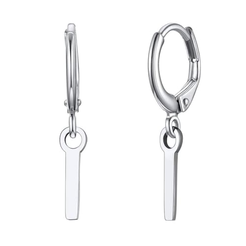 ONLYJUMP Pendientes de aro chapados en plata con inicial para mujer, aretes de aro colgantes con letra del alfabeto, aretes chapados en plata para regalos de Navidad, Zinc, desconocido