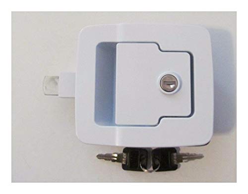 Commercial FIC White RV 5 x 4 1 2 Baggage Door Lock 30205 Standard Plunger Length 2 Keys