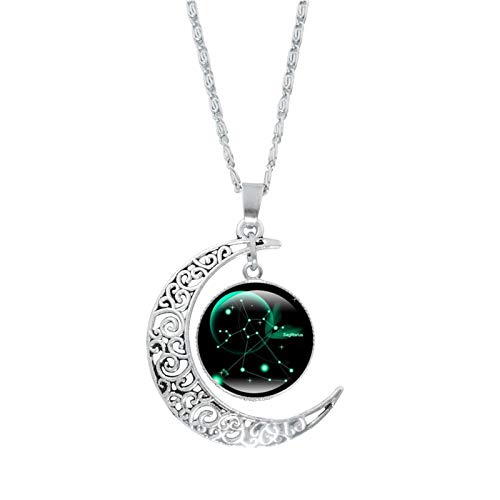 DOYCE Fashion 12 Zodiac Constellation Necklace Astrology Galaxy& Crescent Moon Glass Bead Pendant Necklace,Crystal Jewelry Gifts for Men Jewelry Set Birthday&Christmas,Valentine's Day (Sagittarius)