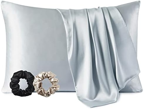 Vespersilk 100% Mulberry Silk Pillowcase & Eye Mask Set for Hair and Skin Health, 19 Momme Grade 6A Organic Silk Both Sides, with Hidden Zipper (Standard 50x75cm, Blackish Green)