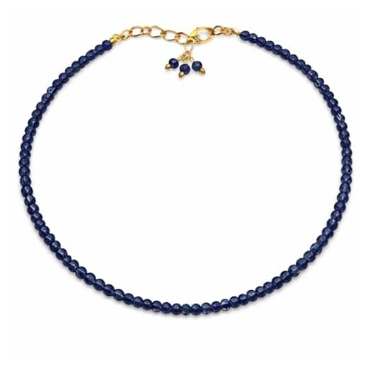 Gempires Natural Blue Sapphire Beads Bracelet, Faceted Beads, Energy Healing Crystals, Birthday, Gift for Her, Gemstone Jewelry 8 inch (Blue Sapphire)