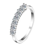 BCughia Anello di fidanzamento da donna in oro bianco 750, 14/18 carati, con diamanti da 0,7 carati, Oro bianco 14 carati (585), Diamante