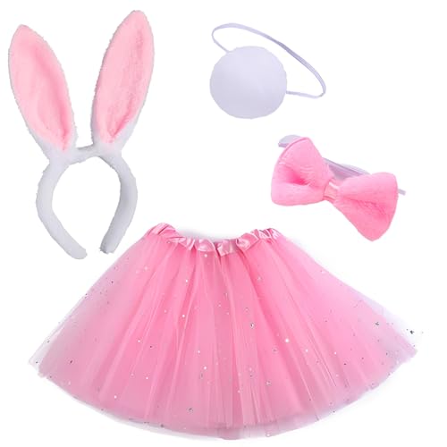 LuLiyLdJ Ensemble Déguisement de Lapin,Costume Carnaval,Déguisement Carnaval,Deguisement Lapin,Serre-tête d`oreille de lapin+Cravate en forme de nœud...