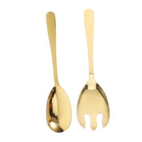 Alipis Stainless Steel Salad Fork Serving Spoon Set 2-piece Salad Server Versatile for Buffet Dining