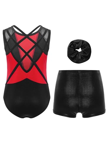 Justaucorps gymnastique fille sans manches strass et short gym