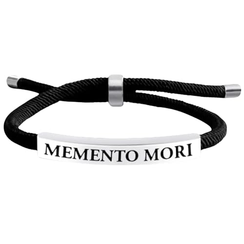Memento Mori Bracelet Braided Cotton Momento Mori Engraved Metal and Cotton Braided Bracelet for Men and Women Stoic Gift