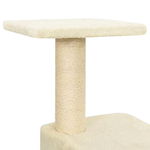 Árbol rascador para gatos Mangloder de 118,5 cm con postes de sisal y casa de madera 7