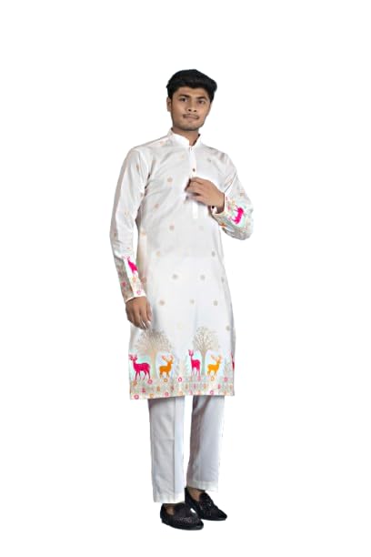 sanskruti Glow Deer Jacquard Designer Kurta for Men | Cotton Silk Fabric | Soft & Smooth Feel | Traditional Festive & Occasion Wear Kurta | Stylish Ethnic Outfit-picture-28