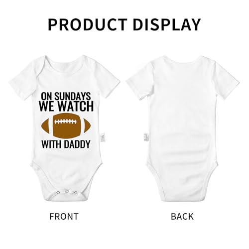 Image of On Sundays We Watch Football with Daddy Bodysuit, Baby Infant Cotton Romper Jumpsuit Outfits Short-Sleeve 0-24 Months
