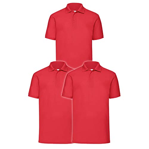 Polo Fruit of the Loom rouge lot de 3 finitions renforcées