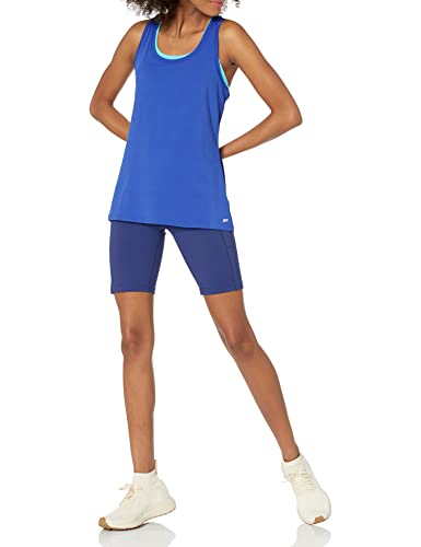 Amazon Essentials Tech - Camiseta sin mangas elástica con espalda cruzada para mujer (disponible en tallas grandes), paquete de 2, azul brillante/negro, talla L