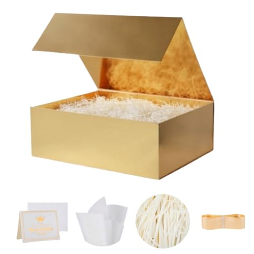 UoeRing 1 Pcs Gold Gift Box 9.5x6x3 inch Small Luxury Gift Box for Presents with Magnetic Lid...