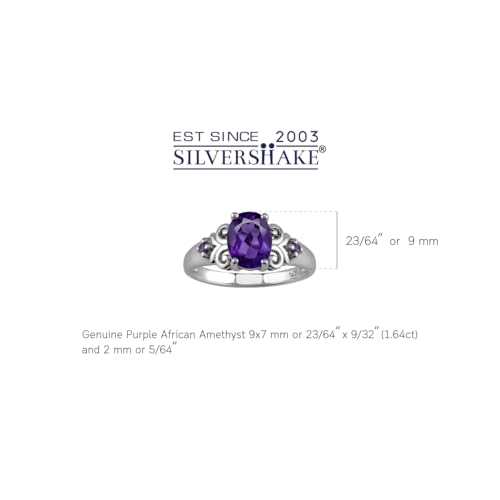 Silvershake Genuine 1.7 CTW African Purple Amethyst 9X7mm 925 Sterling Silver Victorian Style Engagement Ring January Birthstone Gemstone2