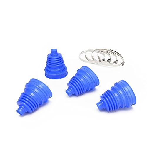 4Pcs Universal Silicone Tool Cv Joint Boot Kit Drive Shaft Silicone Constant Velocity Dust Cover Cv Boot Replacement Silicone Telescopic Sleeve With 4 Clamps (Blue) #TOP1