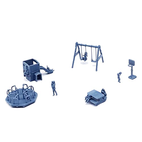 Structure de paysage ferroviaire miniature aire de jeux détaillée avec figurines 1:87