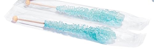 Light Blue Rock Candy Crystal Sticks - Cotton Candy Flavored - 12 Indiv. Wrapped #TOP1