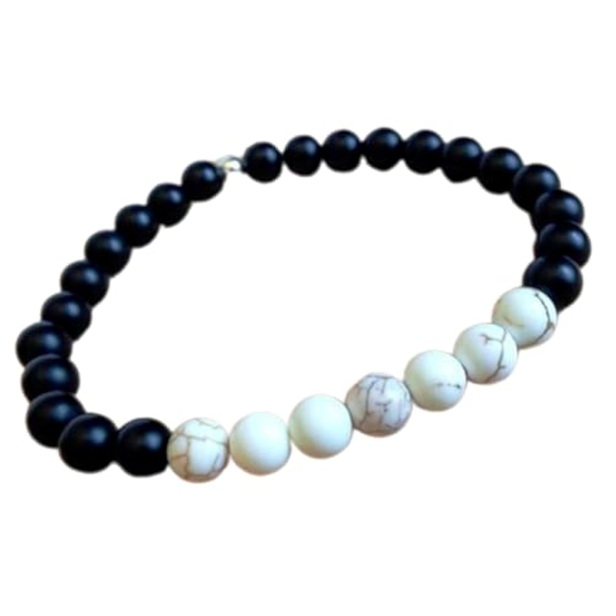 Natural Matte Onyx & Howlite 8mm Bead Stretchable Bracelet, Unisex
