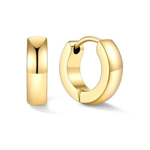 U7 Huggie Earrings, Small Hoop Earrings for Women, Hypoallergenic Stainless Steel Silver/Gold/Black Cartilage Earrings for Christmas Gift (7/8/9/10/12