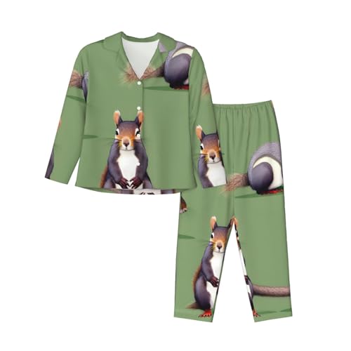 Pyjama 2 pièces femme écureuil rouge pour vos soirées cocooning à la maison