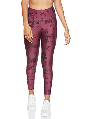 Under Armour Women's HeatGear Armour High Waisted Ankle Crop - Ako Print, Level Purple (569)/Metallic Silver, Large