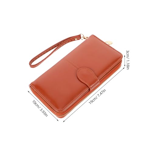 1pc Brown Pu Leather Zipper Wallet for Women Clutch Purse Secure Buckle for Daily Use Travel and Special Occasions2