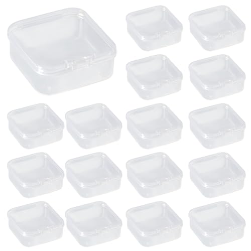 Image of 100 PCS Mini Clear Plastic Containers, 2.2 x 2.2 x 0.8 Inches Square Storage Case with Lid, Clear PP Plastic Organizer Boxes, Stackable Small Parts Containers for Beads Jewelry Art Crafts