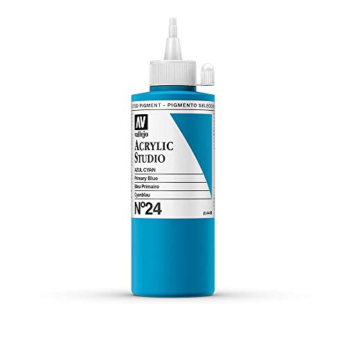VALLEJO ACRYLIC STUDIO, PINTURA ACRÍLICA, 200 ml, AZUL CYAN, nº 24