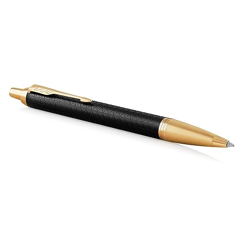 Parker IM - Bolígrafo, Punta mediana, color Negro (Premium Black Golden trim)