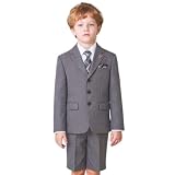 [ショパン] 男の子 小学生 入学式 フォーマル キッズ 3つボタンハーフパンツ スーツ セット (7371-5451) (120B, グレー)
