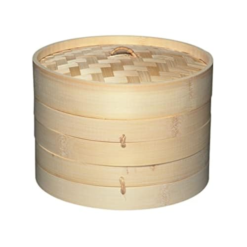 KitchenCraft Welt der Aromen Bambus Dampfgarer Korb, 2 Etagen, 20 cm, Beige – Ansicht 1