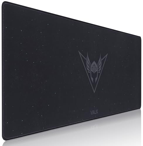 Alfombrilla gaming VALK con bordes cosidos y tela suave HD para ratón óptico y láser en negro
