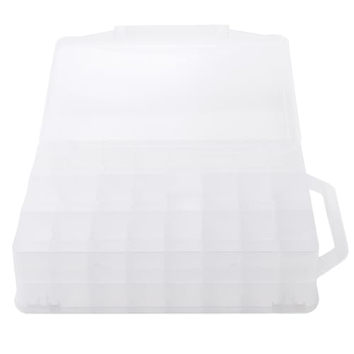 Image of 2 PCS 46 Grids Sewing Organizer, Double Sided Thread Box Storage,Small Clear Compartment Plastic Organizer Box for Embroidery Floss Sewing Threads Needles Beads Small Crafts