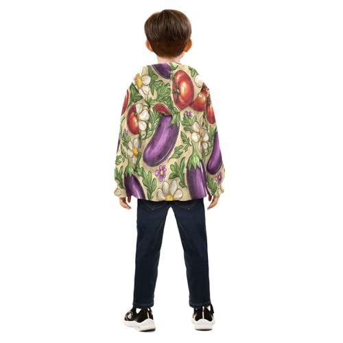 Vegetable Garden Floral Pattern Toddler Fleece Jacket Girl Boys Hooded Fleece Jacket Coat Warm Outwear Zip-up 3-10T4