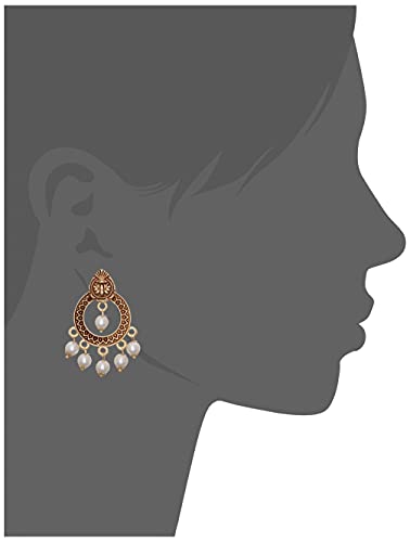 Image of Estele 24 Kt Gold Plated Traditional Ethnic Pearl Chandbali Earrings with Pearls for Women, One Size (762 /706 ER)