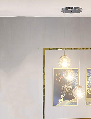 Lustre boules de verre LED moderne pour salon et escalier