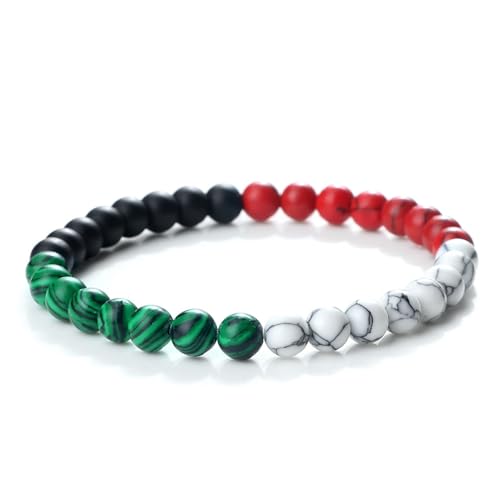 Bracelet cristal homme cadeau Saint-Valentin - Pierres naturelles rouges et blanches