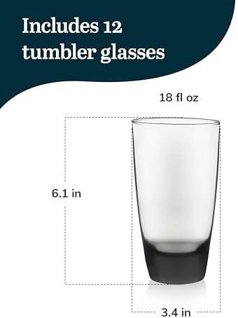Libbey Classic Smoke Tumbler Glasses, 18 ounce, Set of 12 - Thumbnail 5