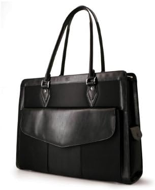 1896416 GENEVA LAPTOP BRIEFCASE - HOLDS 17.3 SCREENS - BLACK MICROFIBER W/ LEATHER TRIM-