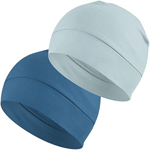 Image of Headshion Cotton Skull Caps for Men Women,2-Pack Lightweight Beanie Sleep Hats Breathable Helmet Liner