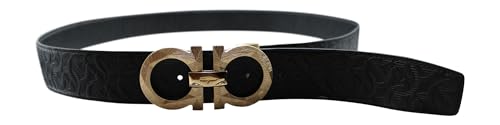 Salvatore Ferragamo Adjustable Reversable Gancini Print/Pebbled Leather Gancini Buckle Belt (110IT) - Image 3