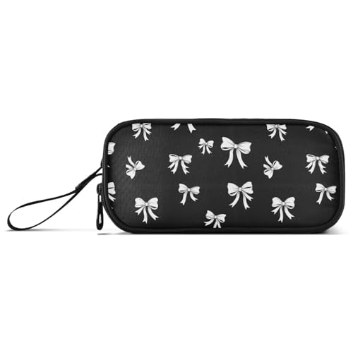 Image of J JOYSAY Bow Black Pencil Case Large Big Capacity Storage Pouch Holder for Girls Boys Cosmetic Bag for Office College School