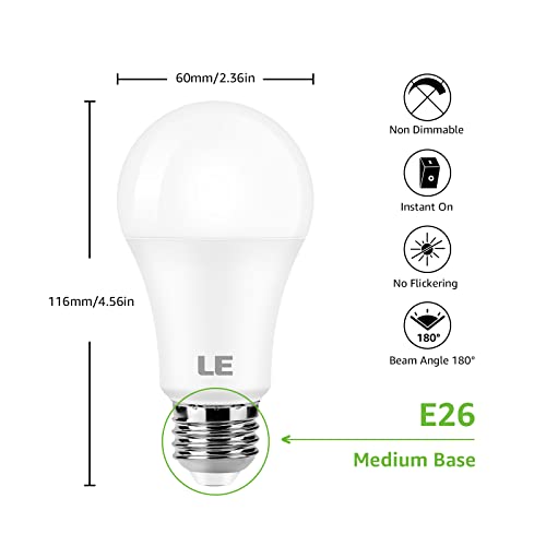 LE 100W Equivalent LED Light Bulbs, 14W 1500 Lumens Daylight White 5000K Non-Dimmable, A19 E26 Standard Base, 10000 Hour Lifetime, Pack of 6 by Lepro - Image 6