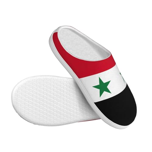 Cozy Flag of the Syrian Arab Republic print Slippers Indoor and Outdoor Fuzzy House Shoes Anti-Skid Sole Gifts for Women Indoor Scuff3