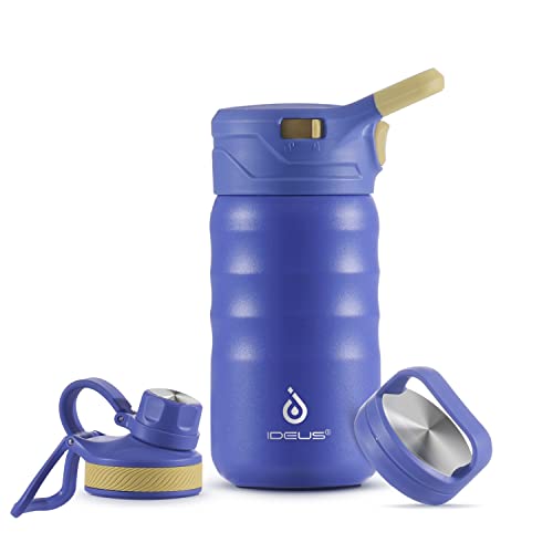 IDEUS Vakuumisolierte Wasserflasche, 12oz (360ml) Edelstahl Doppelwand Flasche Metall Sport Kantine mit auslaufsicherem Schraubverschluss (… – Ansicht 1