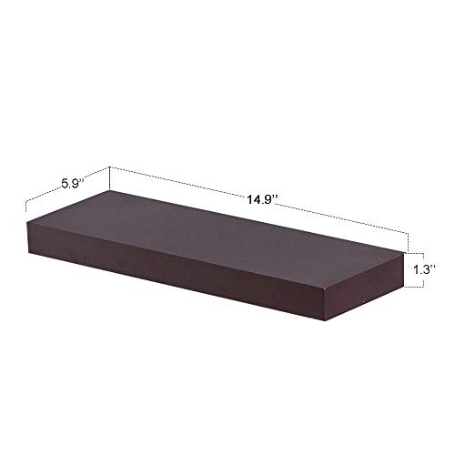 Ahdecor Floating Wall Mounted Shelves, Set Of 3 Display Ledge Shelves Wide Panel For Bedroom Office Kitchen Living Room, 5.9" Deep, Espresso Brown #TOP2